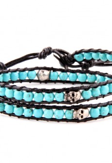 Turquoise & Skull Wrap Bracelet by Karma Mantra