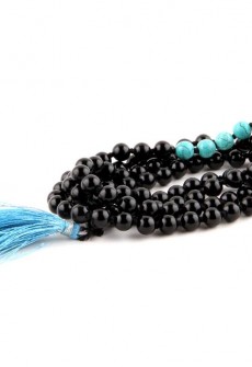 Karma Mantra Black Onyx and Turquoise Japa Mala